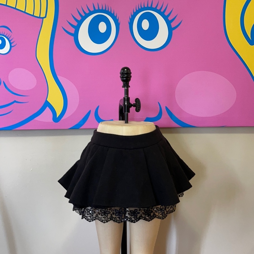 Cisie Shop 8 Black Felt Ruffle Skirt Skort Lolita